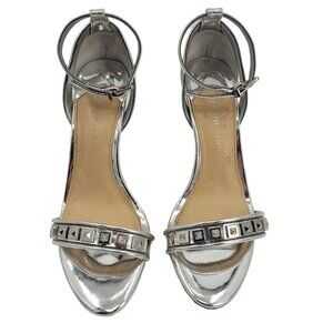 Gianni Bini Metallic Silver Color Ankle Strap Stiletto Heel Size 7